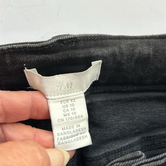 H&M Black Straight Leg Split Hem Jeans Size 10 - Picture 5 of 8